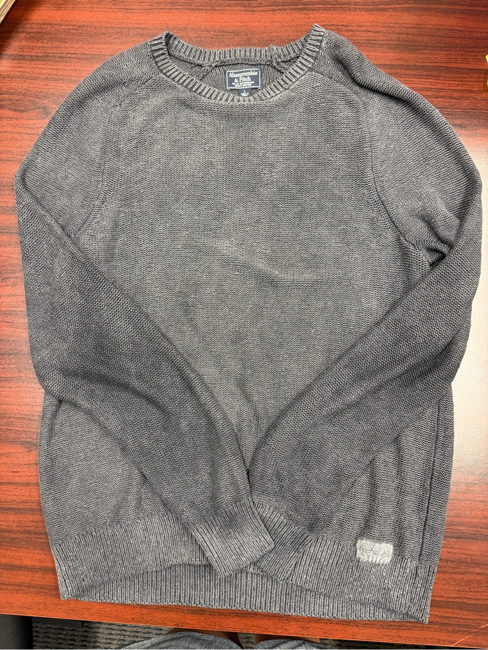 Abercrombie & Fitch Men's Charcoal Gray Crewneck Sweater